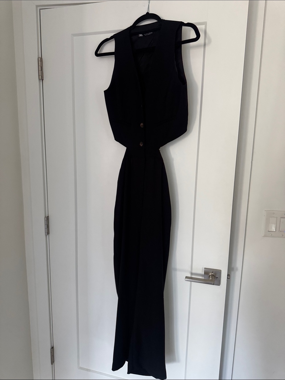 Zara Black Sleeveless Vest Jumpsuit Maxi